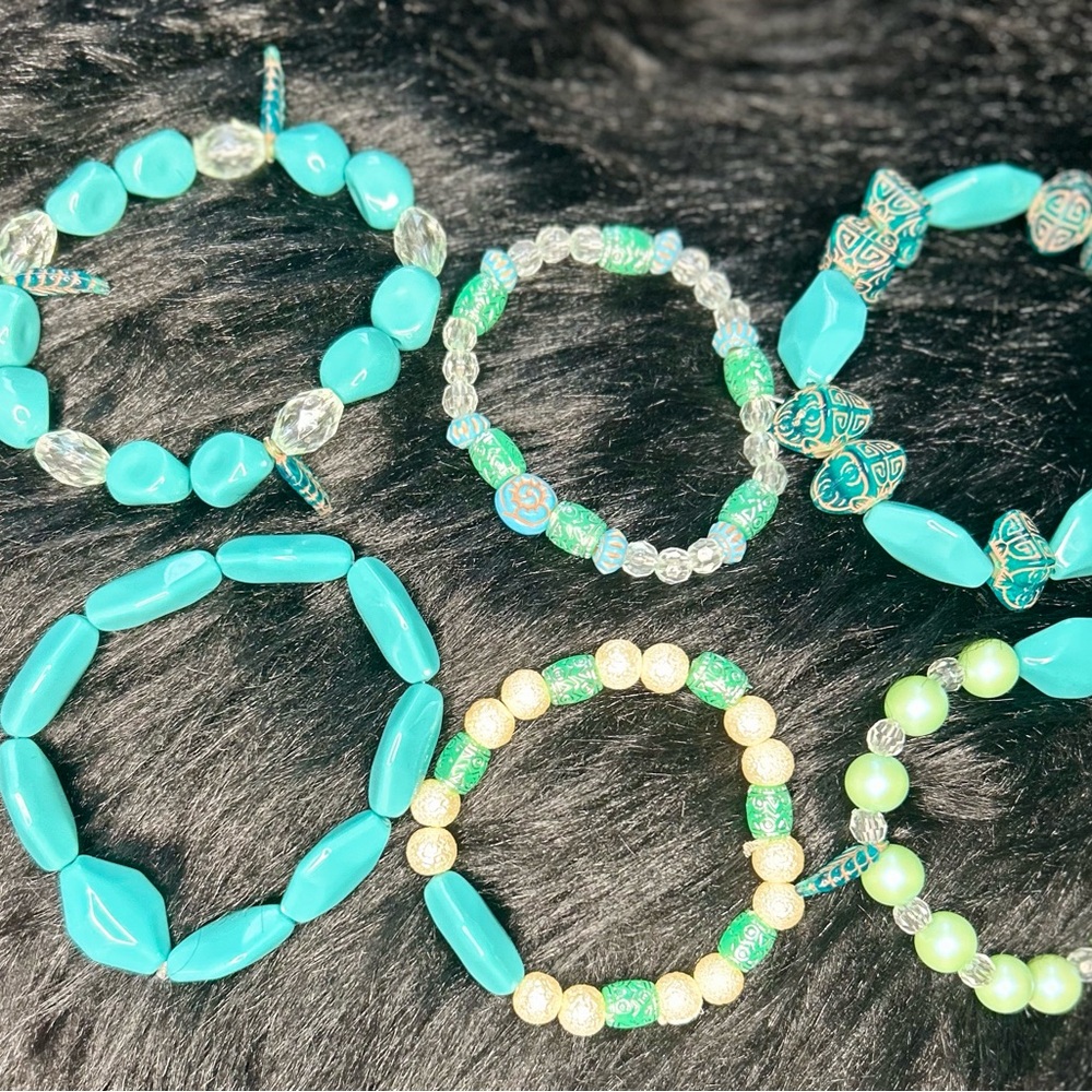 Turquoise and Green Beaded Bracelet Set